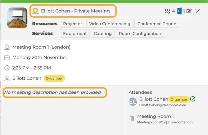 hide meeting details