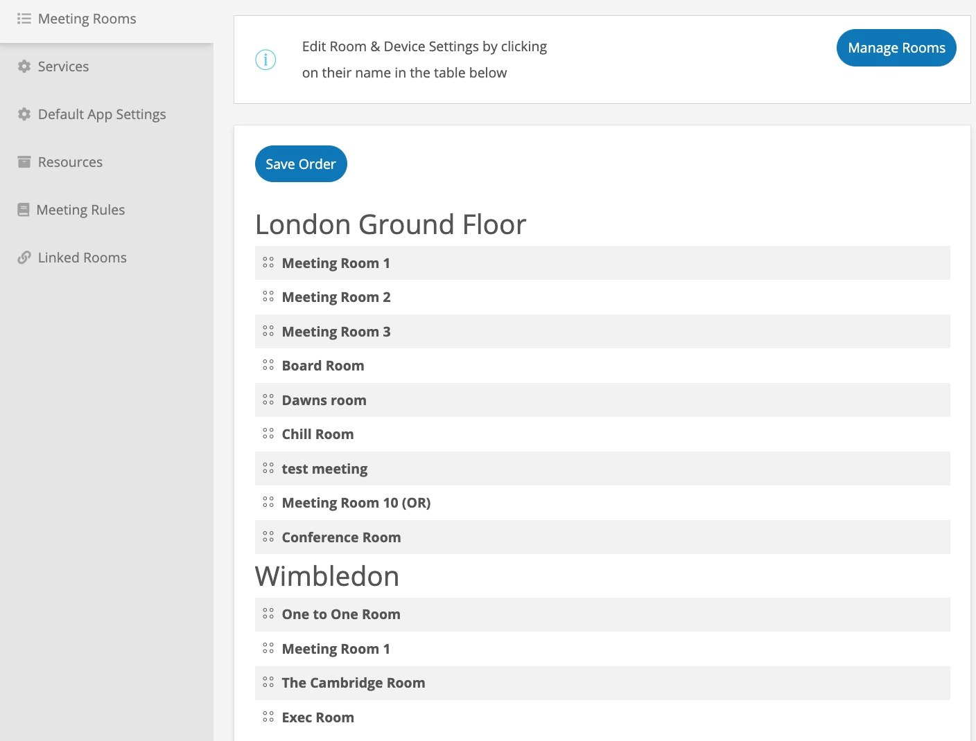 Room Rister Modify Room List Order