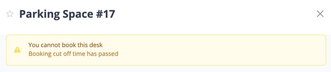parking - booking cut off